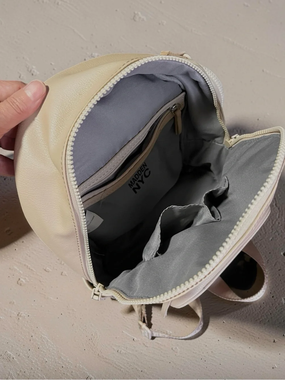 Cream Color Madden NYC Backpack Purse